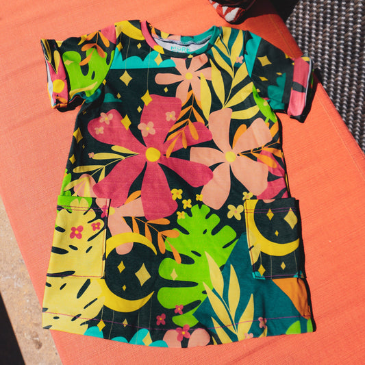 Cool Kid Pocket Dress - Short Sleeve 🌴  Baby 0M-24M | Palm Springs Casual Prints